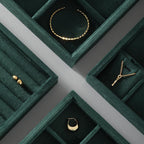 Velvet Stackable Jewelry Display Tray, 24 Grid Earring Ring Storage Tray, Drawer Divider Jewelry Accessories Organizer Plate (Green)