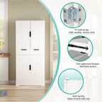71.6'' Kitchen Pantry Cabinet, Fluted Storage Cabinet with 4 Doors + 6 Door Storage Shelves + 3 Sliding Shelves + 1 Drawer, Freestanding Wood Cupboard for Dining Room, Living Room, Bathroom