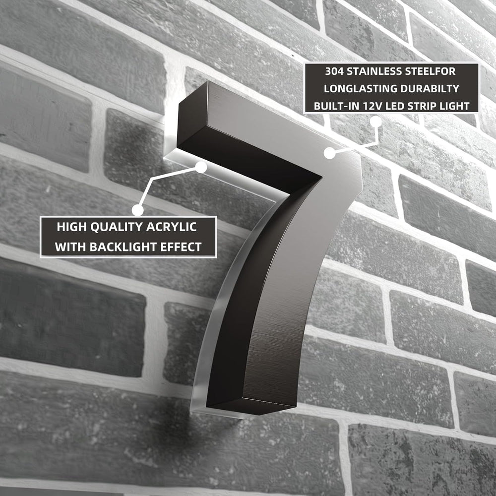 7 Inch Backlit LED House Numbers for Outside Light Up Address Number