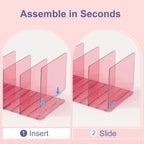 Purse Organizer for Closet: Shelf Dividers Adjustable Acrylic Bag Closet Organizers and Storage Pink 2 Bases 7 Shelves