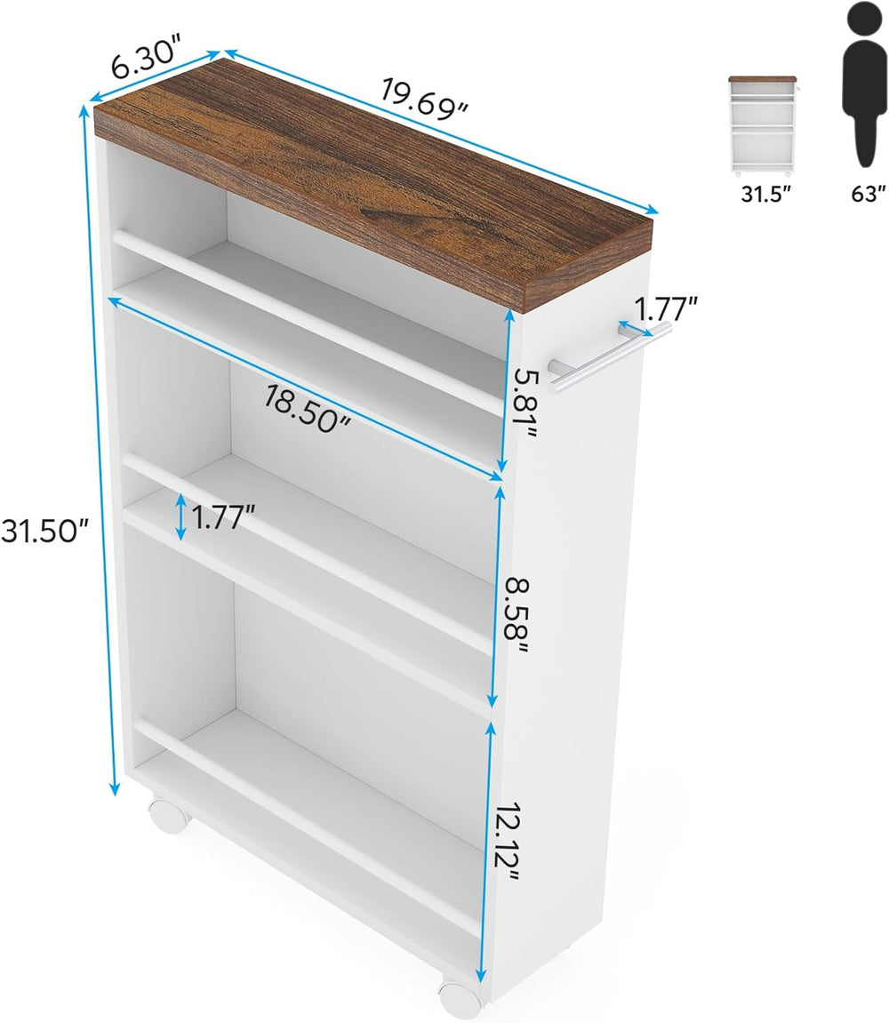 Tribesigns Slim Storage Cart, Rolling Narrow Kitchen Cart on Wheels for Small...