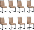 AZmac Modern Dining Chairs Set of 8,Armless Kitchen Chairs,Dining Room Chairs with Upholstered Padded Seat and Sturdy Black Legs for Dining Room,Kitchen (Set of 8, Brown-Black Leg)