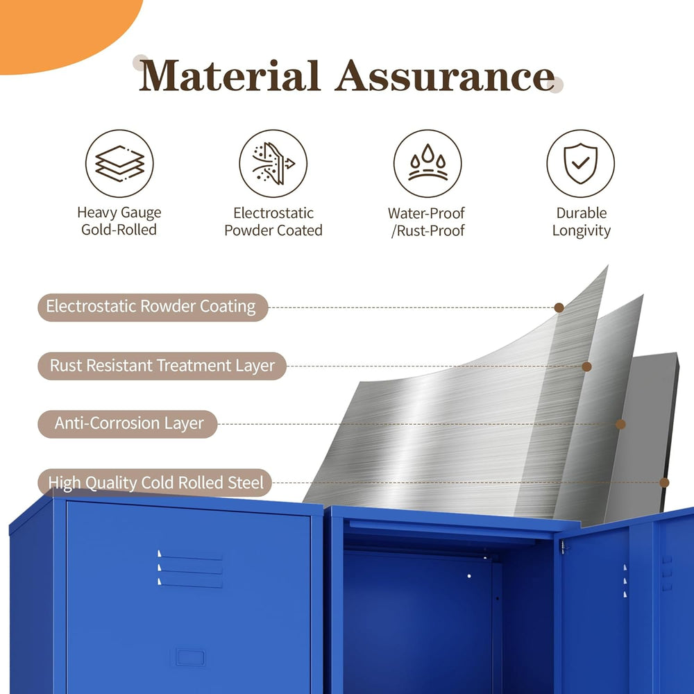 Metal Locker Storage Cabinets 59.06"H Navy Blue Locking File Cabinets Ki...