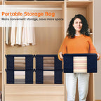 8 Pack Clothes Storage Bags - 60L Blanket Organizers and Storage for Closet Large Storage Bins with Lids and Zipper Storage Containers for King Comforter, Pillow and Sweater(Blue, 8 Pack)