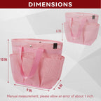 Mesh Horse Grooming Tote Bag Breathable Waterproof, 6 Pockets Horse Grooming Kit Tool Bags, Horse Cleaning Caddy Box for Cleaning Supplies, Pet Grooming Organizer for Horse Cow Cats, Pink