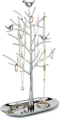 MORE&LESS Branch Jewelry Rack with metal tray,Luxury color,Tree Tower Rack Hanging Organizer for Ring Earrings Necklace Bracelet,Suitable for living rooms, bathrooms,offices,etc.