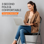 SKONYON Folding Chair with Cushion, 450LBS, PU Padded Metal Chair, Black | Portable single foldable chair with padded seat & back, steel frame, for indoor outdoor events, office, wedding & party