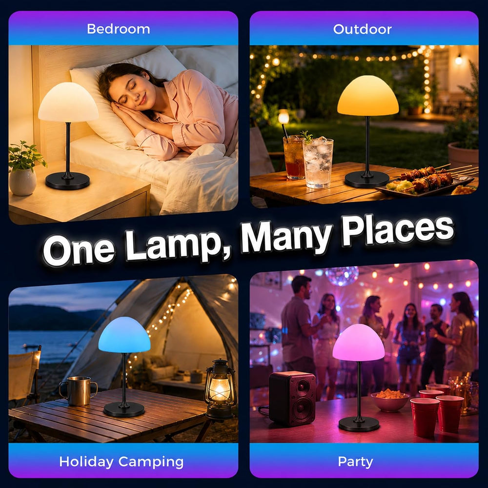 Waterproof Shower Mushroom Lamp Rechargeable Light Cordless