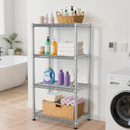 4- Shelf Storage Shelves Wire Shelving Unit Adjustable Metal Shelving Sturdy Steel Commercial Shelf organize Rack Units Heavy Duty 2200 LBS,for Garage Laundry Bathroom Organization Kitchen Closet