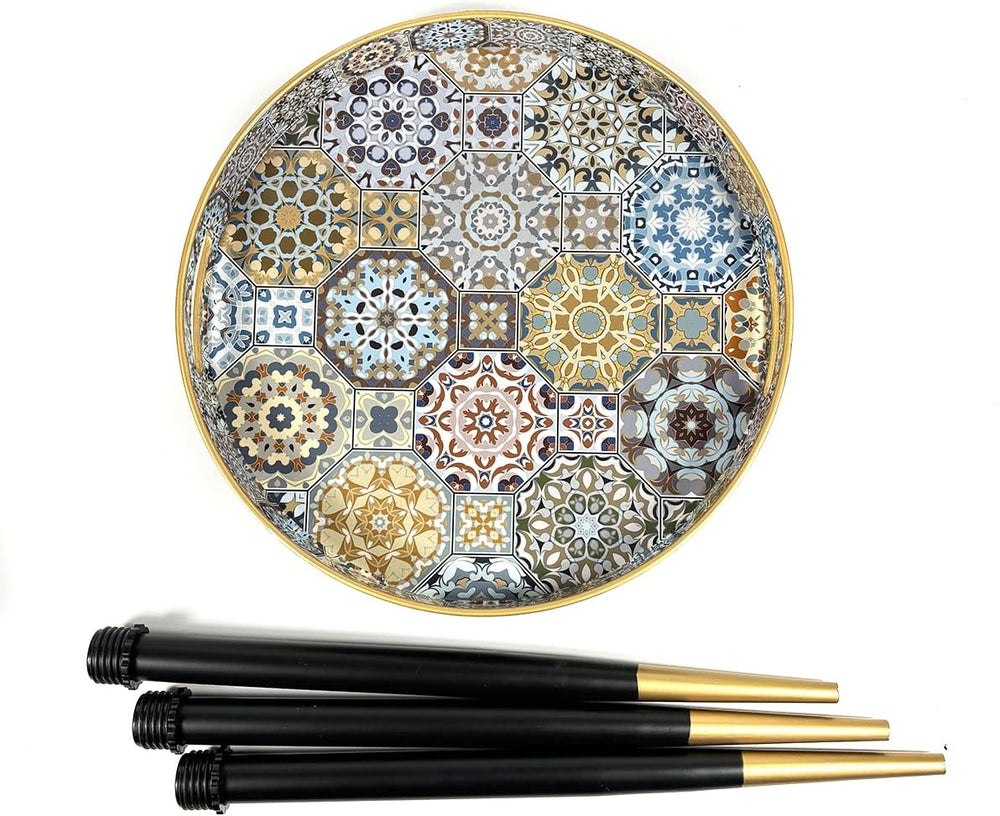 Small Round Accent End Table with Tray Top for Living Room, Bedside, Balcony ...