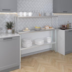 Stainless Steel Work Table with Wide Single Tier Overshelf | Metal Kitchen Prep Table & Shelving Combo (14" x 60" Work Table + 12" Overshelf)