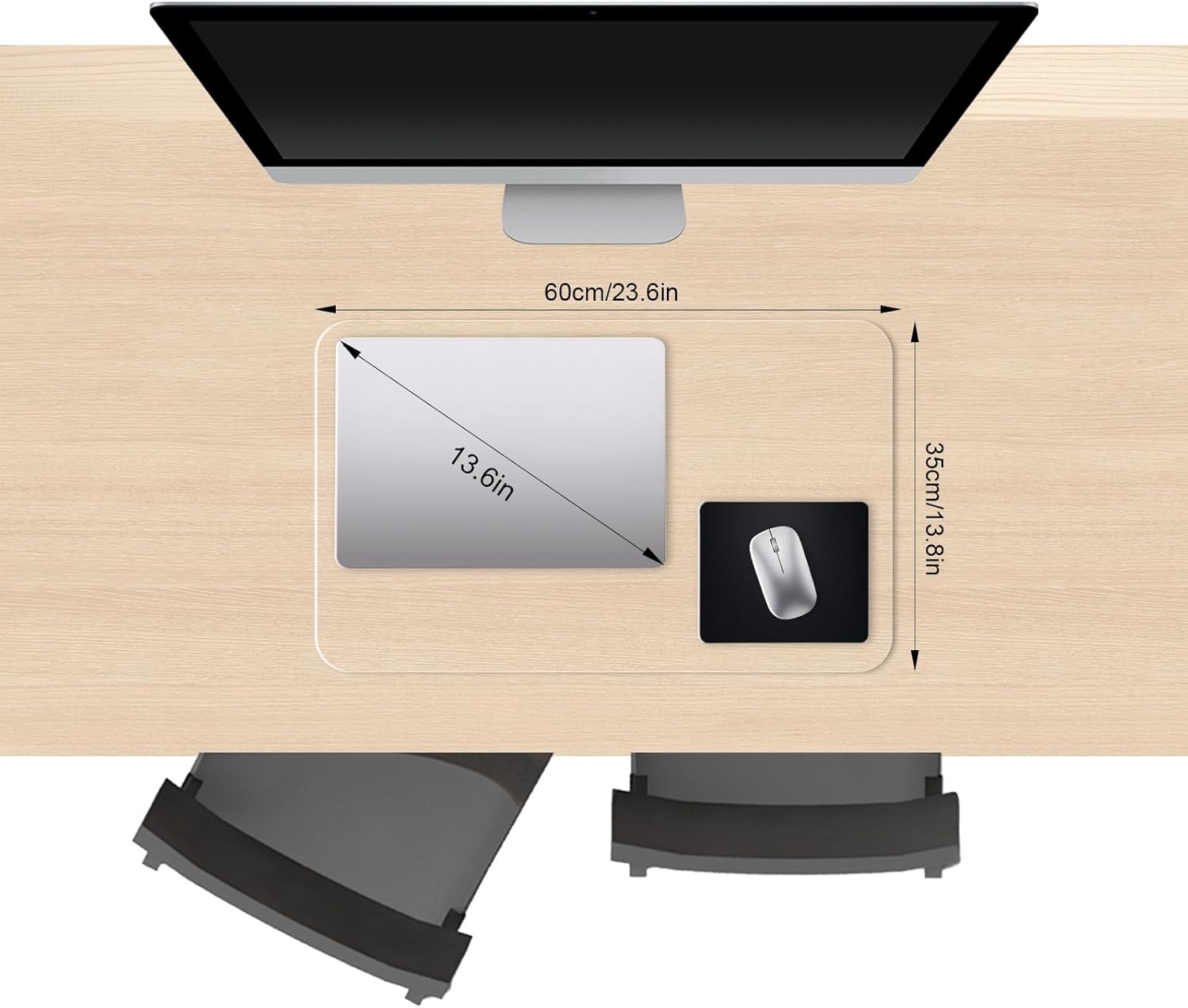 Clear Desk Mat, Non-Slip PVC Desk Protector Mat with Round Edge, Heat Resistant & Waterproof Clear Desk Writing Mat for Home and Office (23.6"*13.8")