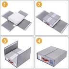 4 Pack Bed Sheet Storage Organizers- Premium Fabric Closet Organizer with Clear View Window, Space-Saving Foldable Design for Queen/King Size Bedsheets, Blankets & Duvet Covers