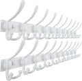 Dseap MaxStrong 2.0 Coat Rack Wall - 37” Long 10 Tri Hooks - Ultra Heavy-Duty Stainless Steel Wall Mount Coat Hanger, Hook Rail for Clothes Hats Jacket Towels White, Pack of 2