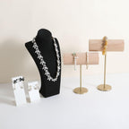 GemeShou Black necklace storage organizer for sale, Velvet necklace holder stand, jewelry bust display stands, Jewelry Mannequin for Countertop, Showcase【Black-Medium height 10.43 inch】