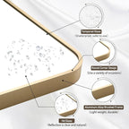 Gold Mirror, 22x30 Inch Gold Rectangle Mirror, Aluminum Alloy Framed Vanity Mirror, Rounded Rectangle Bathroom Mirror for Over Sink, Anti-Rust Wall Mirror (Horizontally or Vertically)