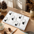 12-Grid PU Leather Watch Display Tray with Pillow Inserts White | 12 Watch Slots, Soft Pillow Inserts, For Watch Storage & Display, Durable & Sturdy, For Home & Retail