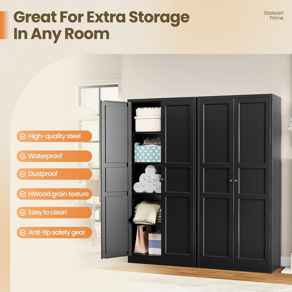 Yizosh Metal Storage Cabinet with 2 Doors and 4 Adjustable Shelves - 71"...