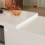 Expandable TV Stand Media Console Table, Modern Entertainment Center with Three Drawers and Two Open Shelves for Living Room, White (65.4-106.3”W x 15.7”D x 15.4”H)