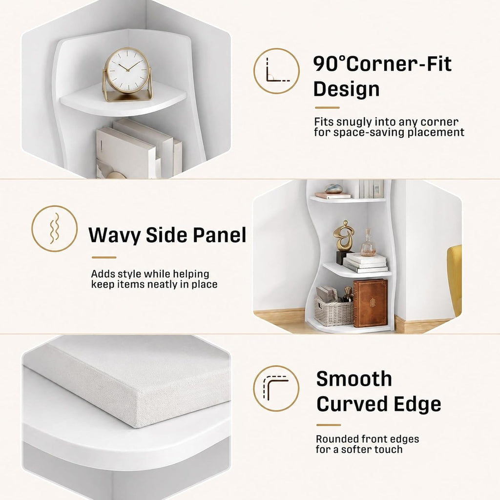 5-Tier Corner Shelf, Space-Saving Storage for Living Room