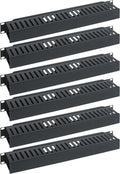 ICC 1U Finger Duct Cable Manager Panel with Cover, Plastic with Metal Back Frame, 3" Depth, Horizontal Cable Management, Rackmount for 19” Network Racks, Black, 6-Pack
