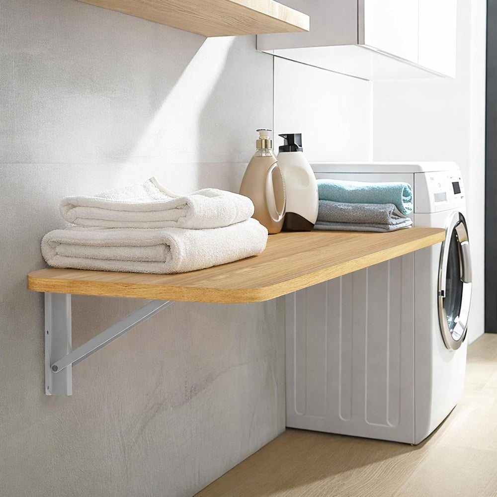 Laundry Folding Table, 40'' x 20'' Wooden Wall Mount Desk, La...
