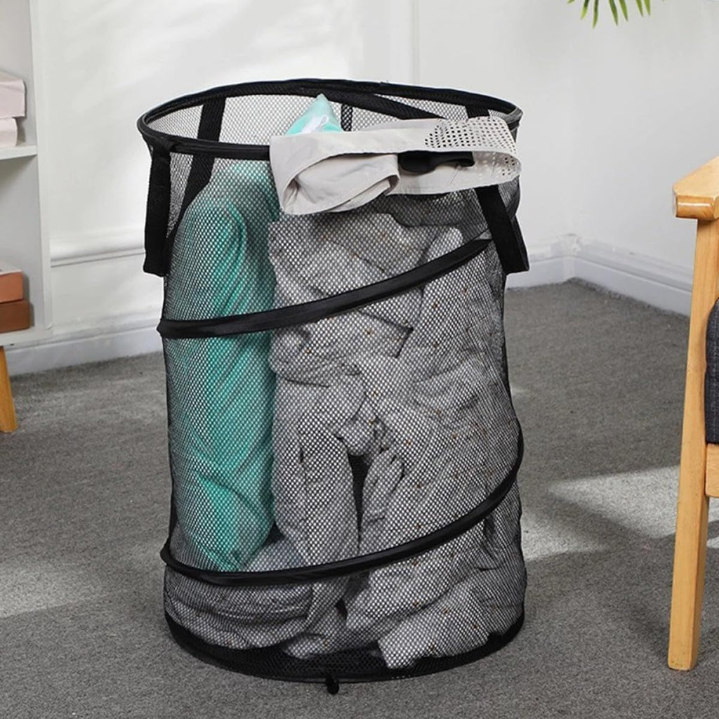 BESPORTBLE Foldable Laundry Basket with Handles Large Capacity Mesh Clothes Storage Container Portable Collapsible Hamper for Home Camping Dorm Travel Space-saving Organizer