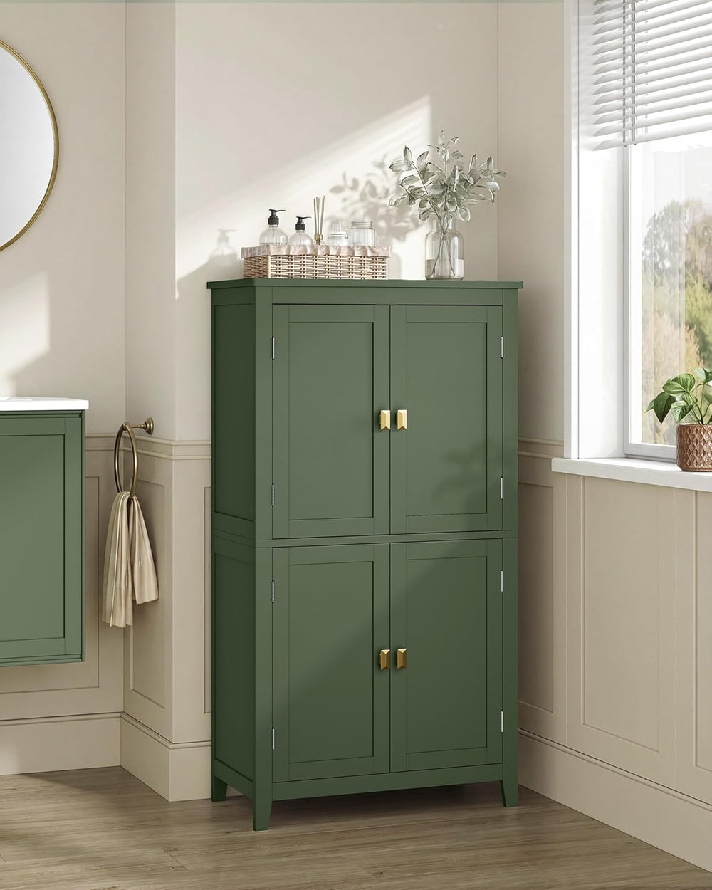 SONGMICS HOME Freestanding Storage Cabinet, Floor Cabinet with Elevated Legs,...