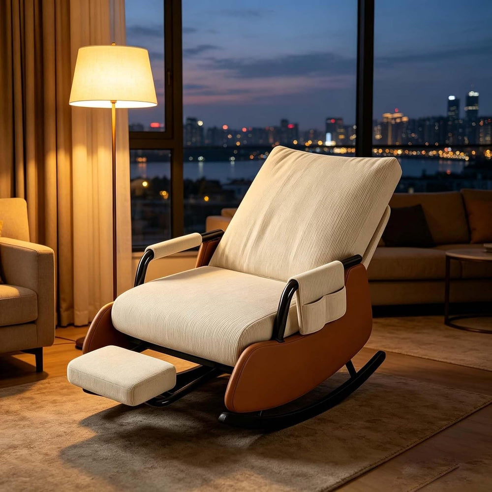 Foldable Indoor Rocking Chair with Detachable Footrest | Adjustable Recliner ...
