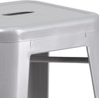 Flash Furniture Commercial Grade 30" High Backless Silver Metal Indoor-Outdoor BarStool with Square Seat