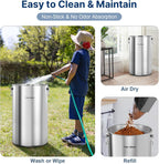 35 Lbs Stainless Steel Dog Food Storage Container with Airtight Wooden Lid & Ceramic Bone Handle, Large Metal Dog Food Bin, Pet Treat Jars for Dogs & Cats, Keep Fresh, Easy to Clean