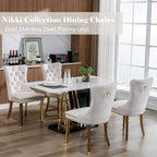 Beige Velvet Dining Chairs Set of 6, Upholstered Dining Room Chairs with Back Ring Pull Trim and Golden Stainless Steel Legs,Modern Kitchen Chairs for Dining Room,Living Room,Kitchen(Beige)