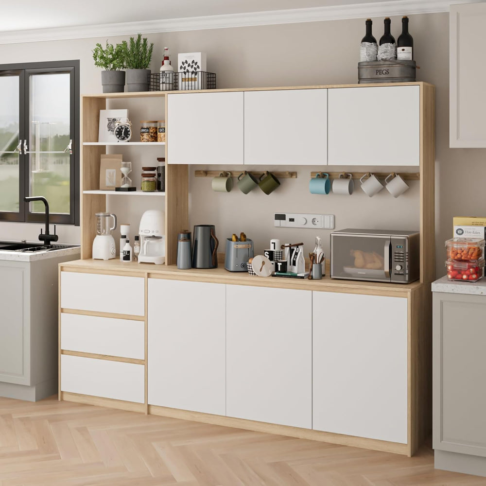 Mekminop Extra Large Kitchen Pantry with Microwave Shelf, Kitchen Hutch Stora...