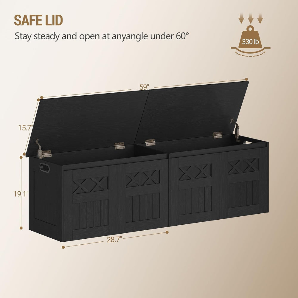 Hzuaneri 59" Rustic Storage Chest and Bench | 70 Gal | 330lb Seat | Soft...
