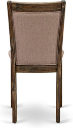 East West Furniture V797MZ716-9 9 Piece Dining Room Table Set Includes a Rectangle Kitchen Table with V-Legs and 8 Dark Khaki Linen Fabric Parson Dining Chairs, 40x72 Inch, Multi-Color