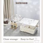 Clear plastic storage bins with LIDS-4packs,storage containers for snacks, cosmetics, books, dog food, Storage Organizer for Nursery，Kitchen, Living room,Bedroom, Bathroom, Office