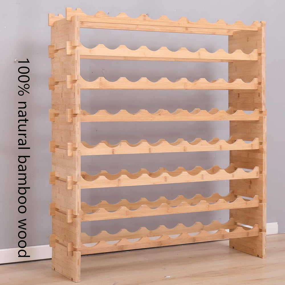 72 Bottle Stackable Storage Modular Wine Rack Cabinet Bamboo freestanding Flo...