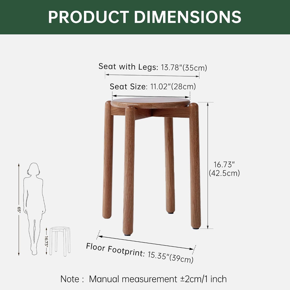 Oak Stackable Stool, Small Plant Stand, Round Wooden Stool for Dining Room, L...