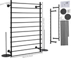 12 Layers 80cm Black Wall Display Stand Wrapping Paper Ribbon Organizer Tie Scarf Rack Belt Towel Holder Spool Hijab Stand Metal Shelving for Home, Retail Stores, Flower Shop, Studio, Sewing