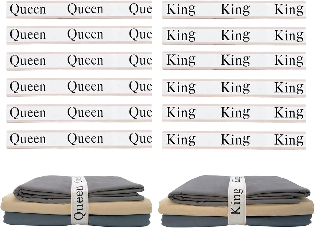12 Pieces Bed Sheet Organizer Bands, Closet Organization Sheet Straps, Linen Labels Bedding Bands, Elastic Bed Sheet Storage Sheet Keepers （6PcsQueen 6PcsKing ）