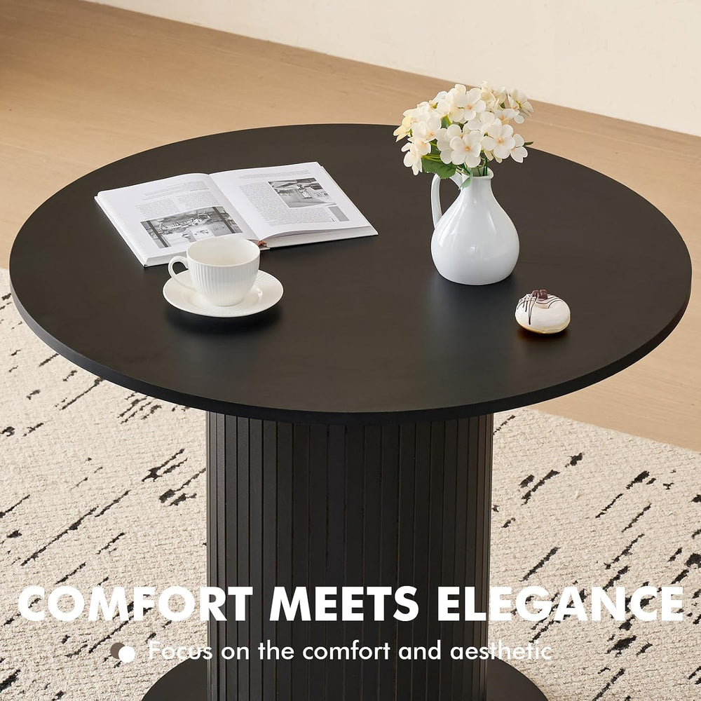 31.5" Round Dining Table for 2, Modern Small Pedestal Kitchen Table, Spa...
