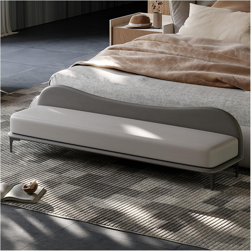 Modern End of Bed Bench, Leather Long, Modern Upholstered Bedroom for Living ...