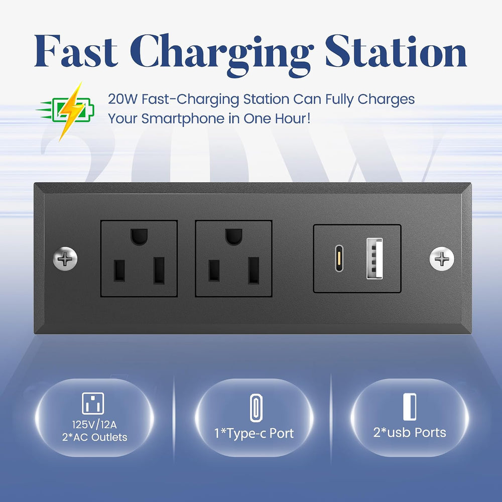 Full Bed Frame with Charging Station, LED Lights, 2 Drawers, Rustic Brown