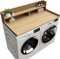 Washer Dryer Countertop, 54" x 27.55" 2-Tier Washer Dryer Topper with Edge, for Laundry Room Organization Oak