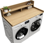 Washer Dryer Countertop, 54" x 27.55" 2-Tier Washer Dryer Topper with Edge, for Laundry Room Organization Oak