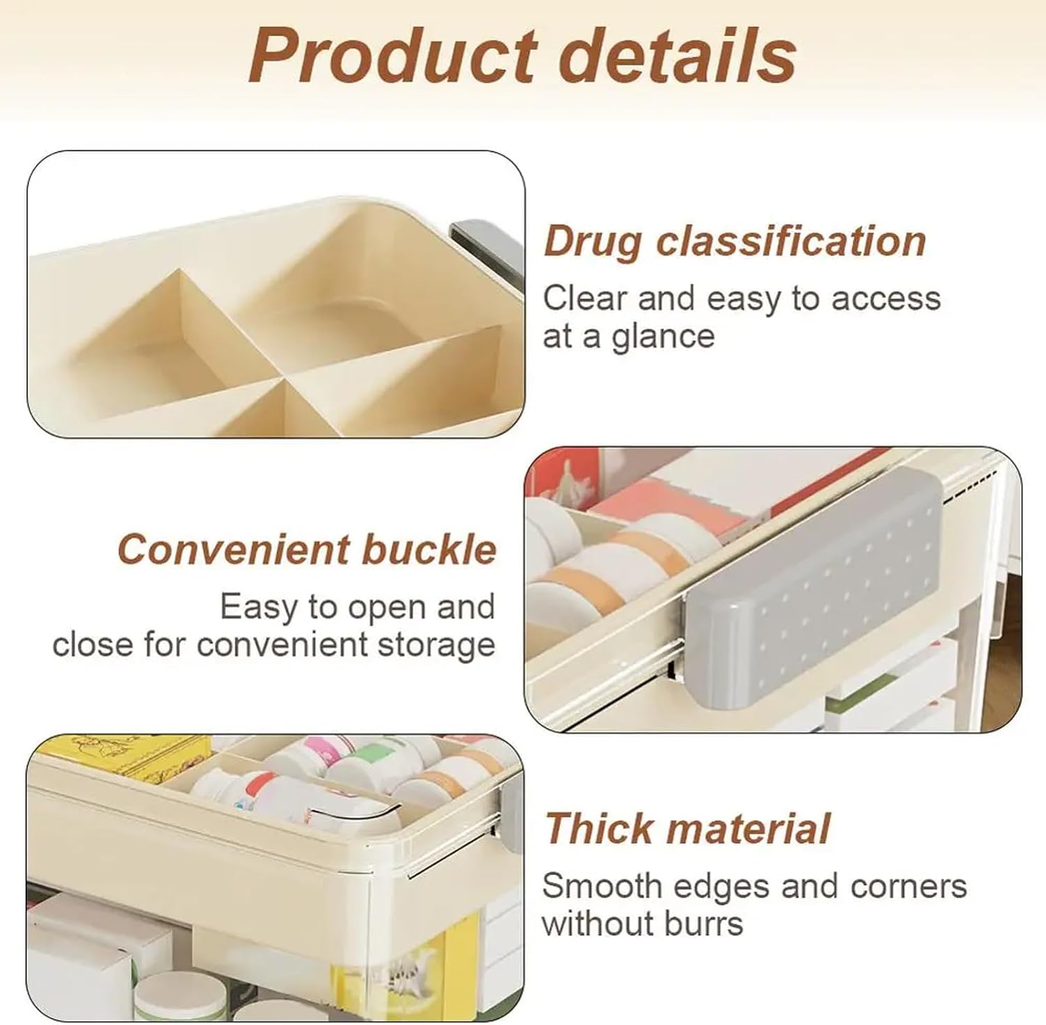 2-Tier Medicine Storage Box with Handle, Clear Plastic First Aid Organizer for Home & Travel, Multi-Compartment Emergency Supplies Container, Family Medicine Box, Pill Bottle Organizer