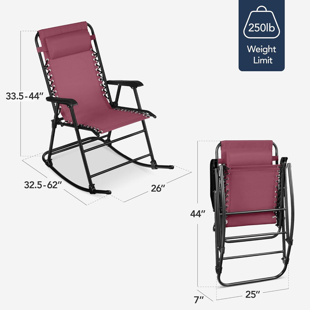 Best Choice Products Outdoor Zero Gravity Rocking Chair, Folding Reclining Pa...