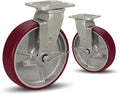 SY America 8" X 2" Casters Wheels,Heavy Duty Industrial Casters，Polyurethane on Aluminum Wheels,2 Swivel w/Top Lock Brake Casters,3200 LBS Load Capacity