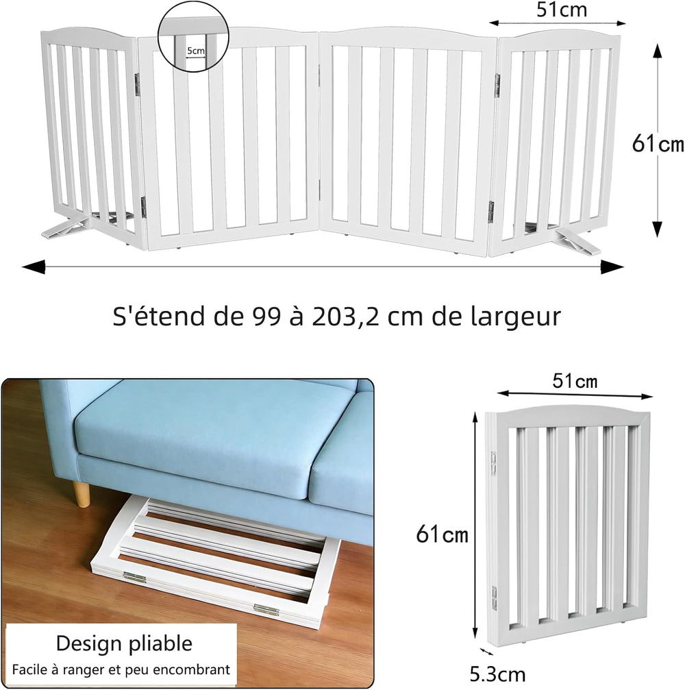 Freestanding Dog Gate Indoor,Doggie Gate Foldable Dog Gates for Doorways,Stai...