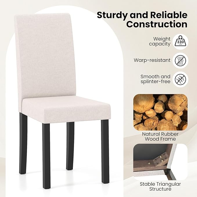 Giantex Upholstered Dining Chair Set of 2, Mid Century Modern Fabric Kitchen ...